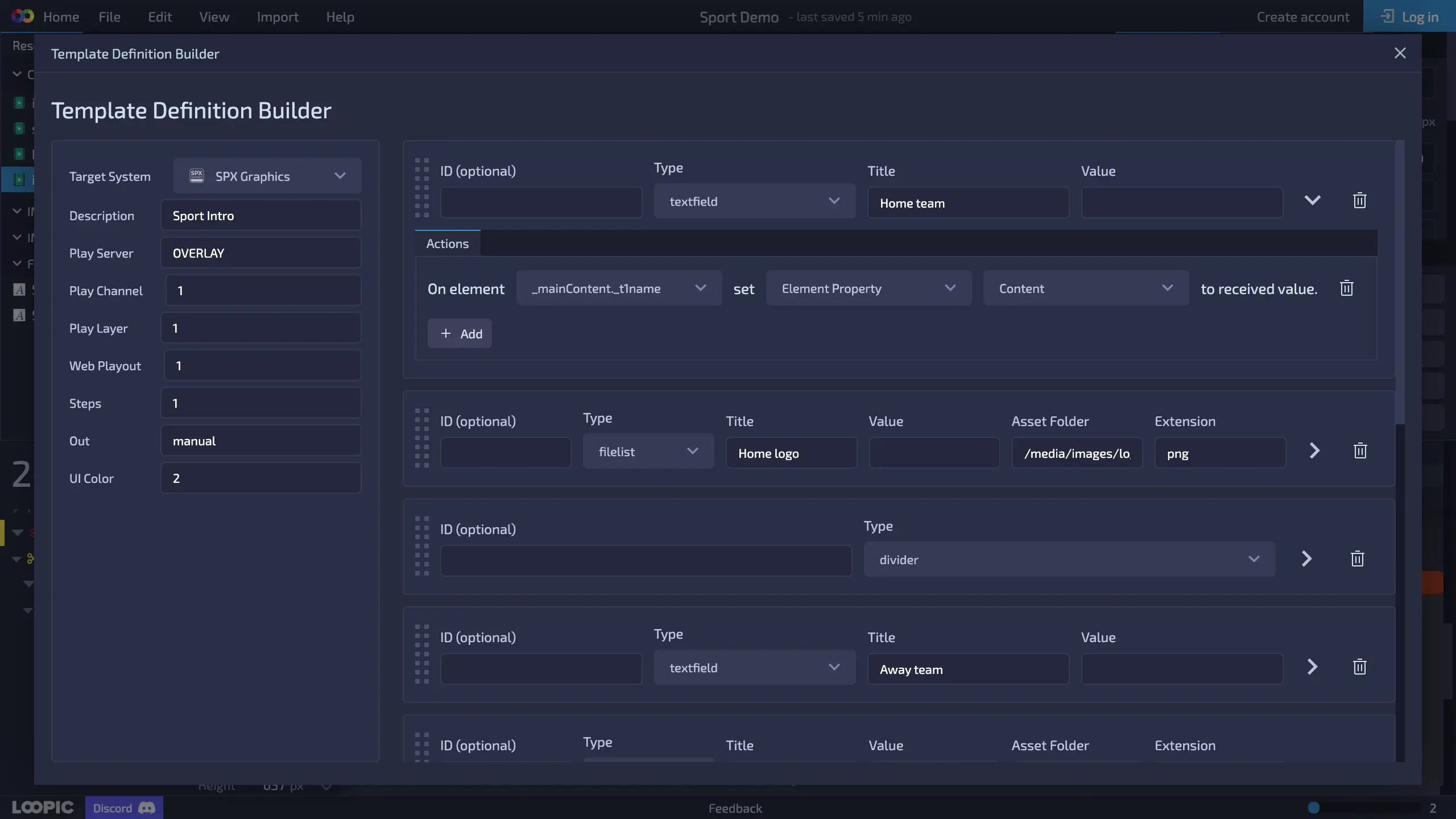 HTML template configuration with Loopic